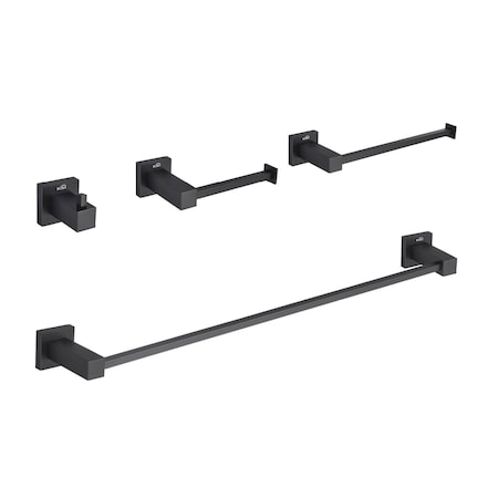 Kibi Cube 4 Piece Bathroom Hardware Set C-KBA15-4MB